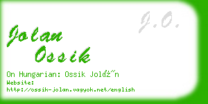 jolan ossik business card